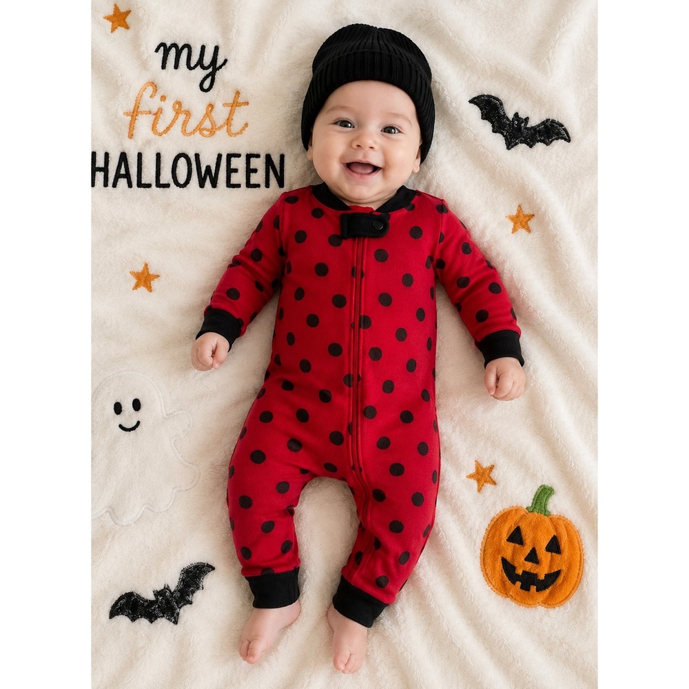 Hanna Andersson Ladybug Organic Cotton Zip Sleeper Red 6-12 Months